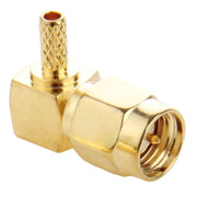 10 pz placcato oro crimpare SMA maschio spina adattatore connettore RF ad angolo retto di 90 gradi per cavo RG174 / RG316 / RG179, Crimp SMA Male Plug Right Angle