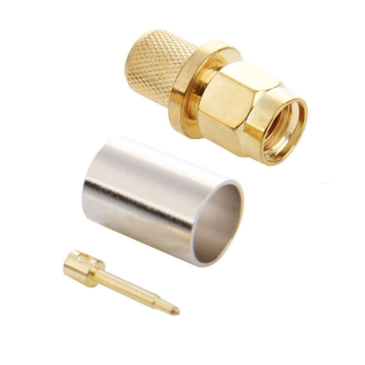 Adattatore connettore RF a crimpare con spina maschio SMA placcato oro da 10 pezzi per cavo RG58 / RG142 / LMR195, SMA Male Plug