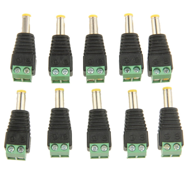 Connettori alimentazione DC maschio verdi 5,5 x 2,1 mm set 10