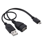 Cavo adattatore convertitore host OTG da micro USB a USB 2.0 maschio e USB 2.0 femmina, lunghezza: circa 30 cm, Micro USB to USB 2.0 AM+AF