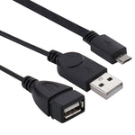 Cavo adattatore convertitore host OTG da micro USB a USB 2.0 maschio e USB 2.0 femmina, lunghezza: circa 30 cm, Micro USB to USB 2.0 AM+AF