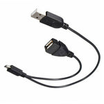 Cavo adattatore convertitore host OTG da micro USB a USB 2.0 maschio e USB 2.0 femmina, lunghezza: circa 30 cm, Micro USB to USB 2.0 AM+AF