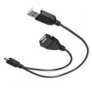 Cavo adattatore convertitore host OTG da micro USB a USB 2.0 maschio e USB 2.0 femmina, lunghezza: circa 30 cm, Micro USB to USB 2.0 AM+AF