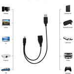 Cavo adattatore convertitore host OTG da micro USB a USB 2.0 maschio e USB 2.0 femmina, lunghezza: circa 30 cm, Micro USB to USB 2.0 AM+AF