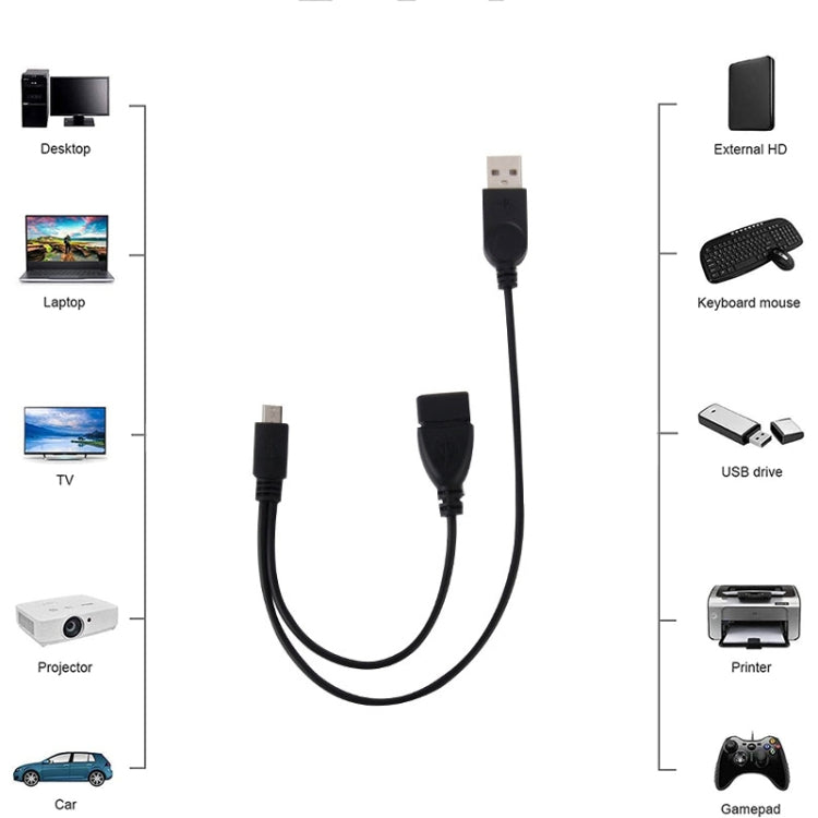 Cavo adattatore convertitore host OTG da micro USB a USB 2.0 maschio e USB 2.0 femmina, lunghezza: circa 30 cm, Micro USB to USB 2.0 AM+AF