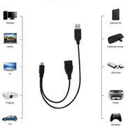 Cavo adattatore convertitore host OTG da micro USB a USB 2.0 maschio e USB 2.0 femmina, lunghezza: circa 30 cm, Micro USB to USB 2.0 AM+AF