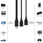 Cavo adattatore USB 2.0 maschio a 2 doppi jack USB femmina per computer/laptop, lunghezza: circa 30 cm, USB 2.0 AM to 2 USB 2.0 AF