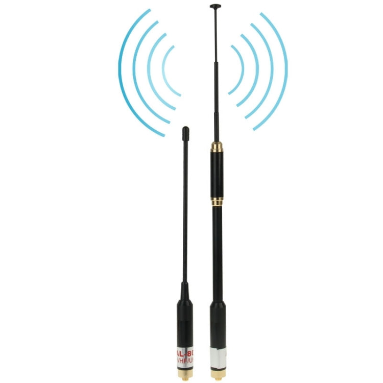 AL-800 Dual Band 144/430 MHz ad alto guadagno SMA-F Radio portatile telescopica Doppia antenna per walkie talkie, Lunghezza antenna: 22 cm / 86 cm