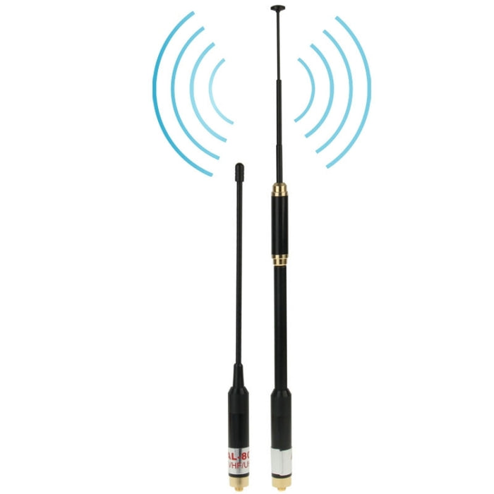 Antenna telescopica AL-800 dual band 144/430MHz SMA-F per walkie-talkie 22–86 cm