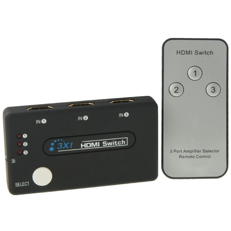 Mini selettore 3x1 HD 1080P HDMI V1.3 con telecomando per HDTV/STB/DVD/proiettore/DVR, 1x3 HDMI V1.3