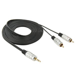 Cavo audio jack stereo da 3,5 mm a 2 RCA maschio, lunghezza: 3 m, 2 RCA, Length: 3m