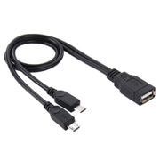 Cavo USB 2.0 femmina a 2 micro USB maschio, lunghezza: circa 30 cm, USB 2.0 AF to 2 Micro USB