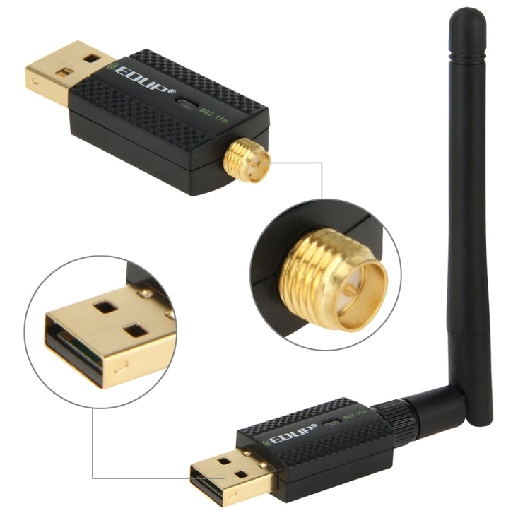 EDUP EP-N1581 Mini USB Wifi 802.11n/g/b 300Mbps 2.4GHz Adattatore wireless Antenna esterna, EP-N1581