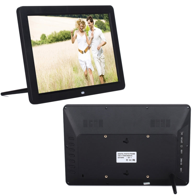 12.0 Inch LED Display Multimedia Digital Photo Frame with Stand/Music &amp; Movie Player/Remote Control Function, Support USB/SD, Built-in Stereo Speaker, 12.0 Inch