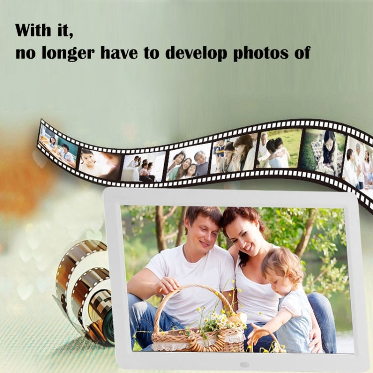 Cornice fotografica digitale multimediale con display a LED da 12 pollici con supporto e lettore di musica e film, supporto ingresso scheda USB / SD / Micro SD / MMC / MS / XD