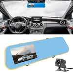 DVR per veicoli con doppia fotocamera, display Full HD 1080P da 4,3 pollici, visione grandangolare da 140 gradi, supporto visione notturna/monitoraggio parcheggio/registrazione in loop/rilevamento movimento/sensore G/scheda TF, 4.3 inch