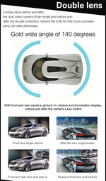 DVR per veicoli con doppia fotocamera, display Full HD 1080P da 4,3 pollici, visione grandangolare da 140 gradi, supporto visione notturna/monitoraggio parcheggio/registrazione in loop/rilevamento movimento/sensore G/scheda TF, 4.3 inch