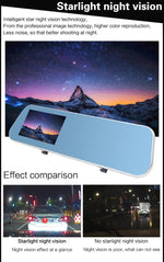 DVR per veicoli con doppia fotocamera, display Full HD 1080P da 4,3 pollici, visione grandangolare da 140 gradi, supporto visione notturna/monitoraggio parcheggio/registrazione in loop/rilevamento movimento/sensore G/scheda TF, 4.3 inch