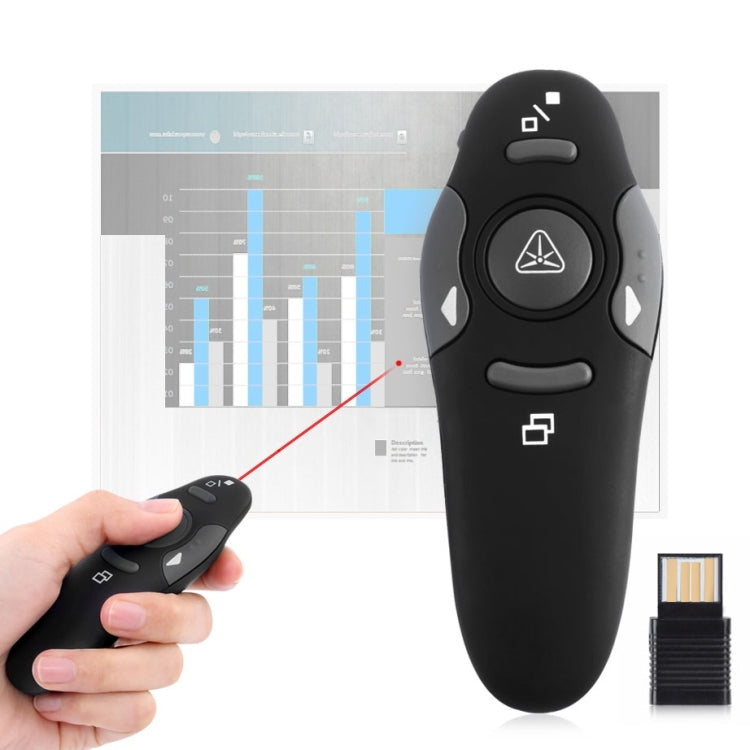 Presentatore multimediale con puntatore laser e ricevitore USB per proiettore/PC/laptop, distanza di controllo: 15 m, 016