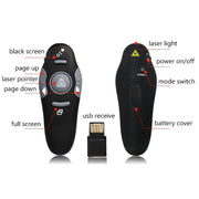 Presentatore multimediale con puntatore laser e ricevitore USB per proiettore/PC/laptop, distanza di controllo: 15 m, 016