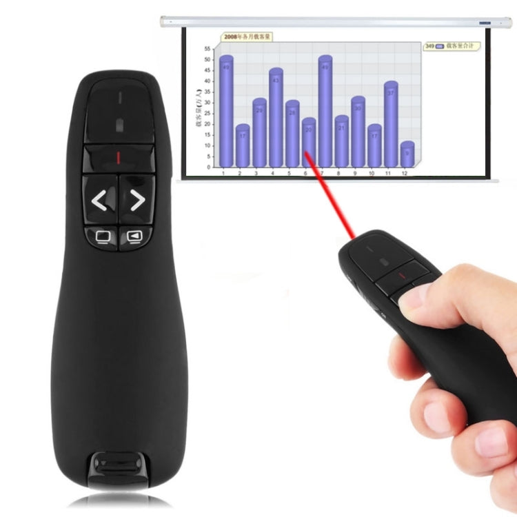 Presentatore multimediale con puntatore laser e ricevitore USB per proiettore/PC/laptop, distanza di controllo: 15 m (R400)