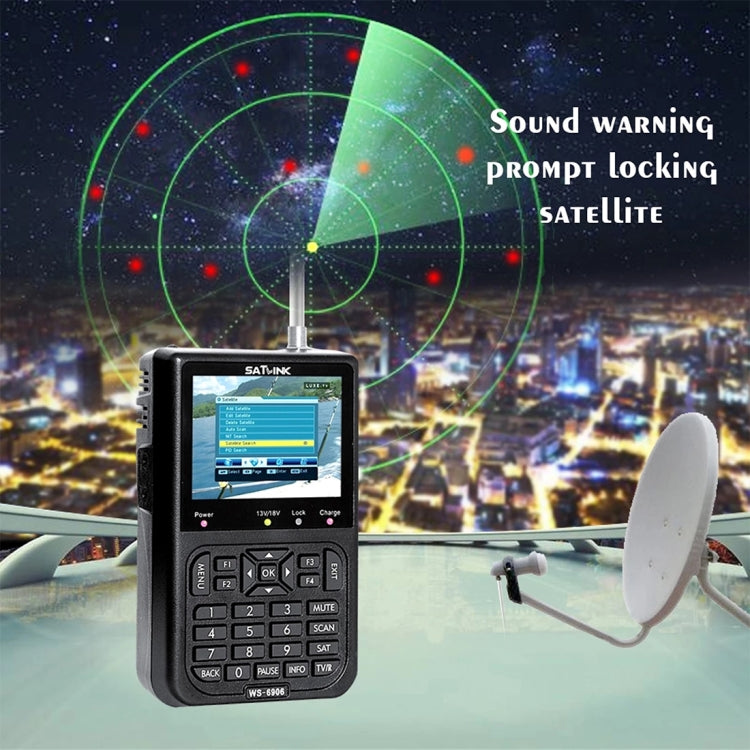 SATLINK WS6906 Portable Digital Satellite Meter with 3.5 inch LCD Color Screen, WS6906