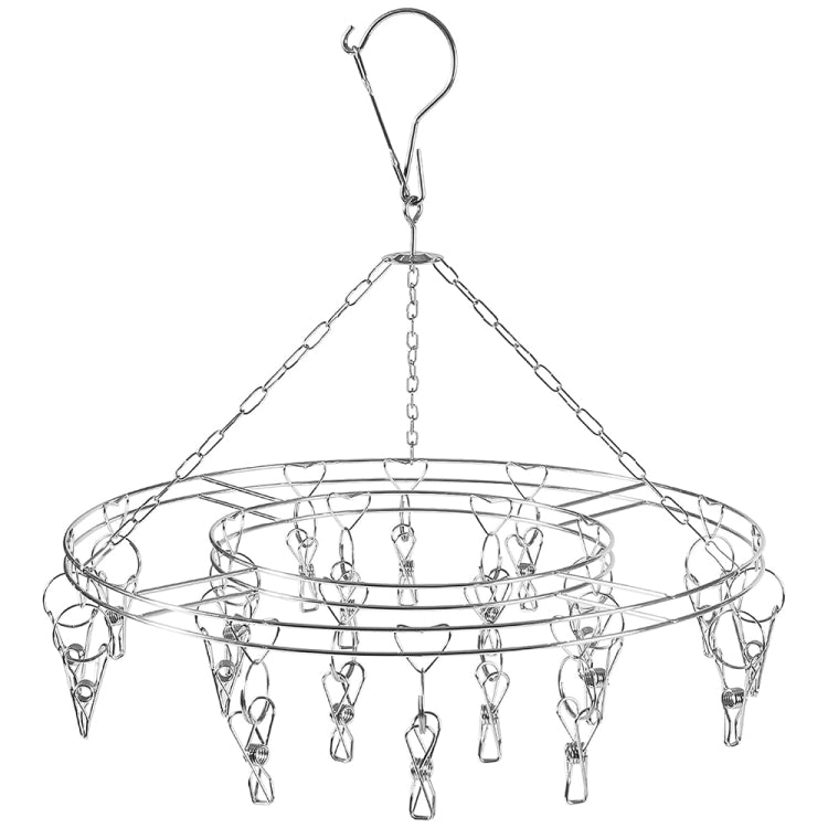 Appendiabiti rotondo in acciaio inossidabile con 20 clip, 20 Clips Hanger