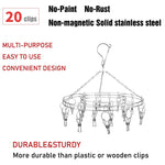 Appendiabiti rotondo in acciaio inossidabile con 20 clip, 20 Clips Hanger