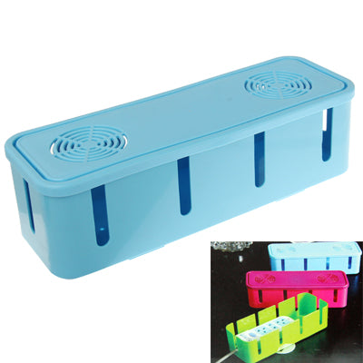 Scatola portaoggetti avvolgicavo per presa elettrica blu
