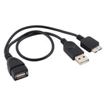 Cavo USB 2.0 AF a Micro-B + USB 2.0 OTG per Samsung Galaxy Note III / N9000, con alimentazione, lunghezza: 24 cm (nero)