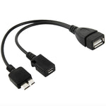Cavo USB AF a Micro USB 3.0 + Micro USB 2.0 per Galaxy Note III / N9000, Lunghezza: 20 cm (Nero)