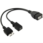 Cavo USB AF a Micro USB 3.0 + Micro USB 2.0 per Galaxy Note III / N9000, Lunghezza: 20 cm (Nero)