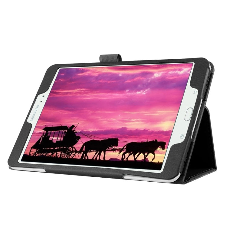 Custodia in pelle intelligente tinta unita con texture litchi con chiusura orizzontale con supporto a due pieghe e funzione di sospensione/sveglia per Galaxy Tab S2 8.0 / T715