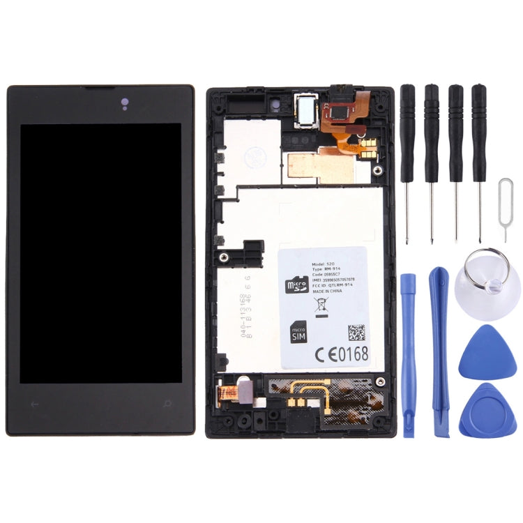 LCD Display + Touch Panel with Frame for Nokia Lumia 520, For Nokia Lumia 520