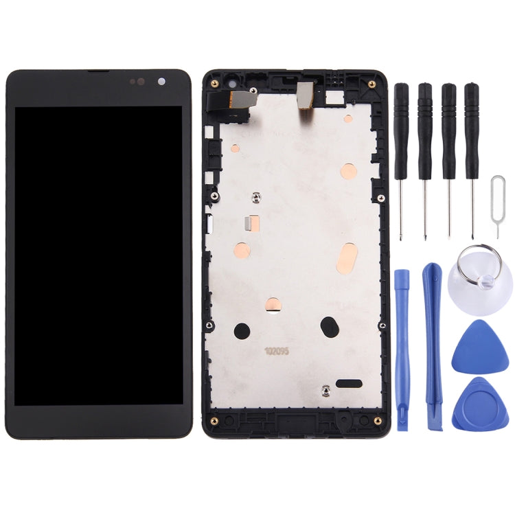 Gruppo digitalizzatore 3 in 1 per Microsoft Lumia 535 2C (LCD + cornice + touch pad), For Lumia 535 Black