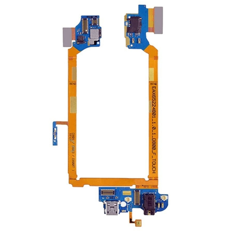 USB Charging Connector Port Flex Cable &amp; Earphone Audio Jack Flex Cable &amp; Microphone Flex Cable for LG G2 / D800 / D801 / D803 / D800T, For G2 / D800