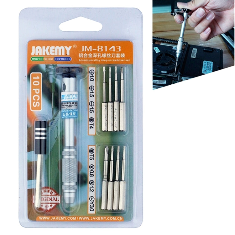 JAKEMY JM-8143 10 in 1 Aluminum Alloy Multifunctional Screwdriver Tool Kit, JM-8143 10 in 1