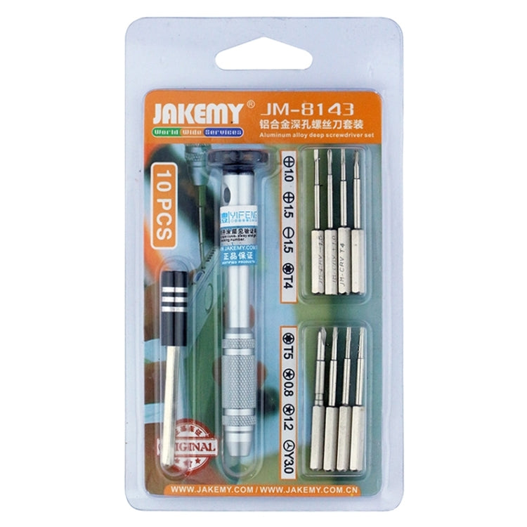 JAKEMY JM-8143 Kit di strumenti per cacciavite multifunzionale 10 in 1 in lega di alluminio, JM-8143 10 in 1