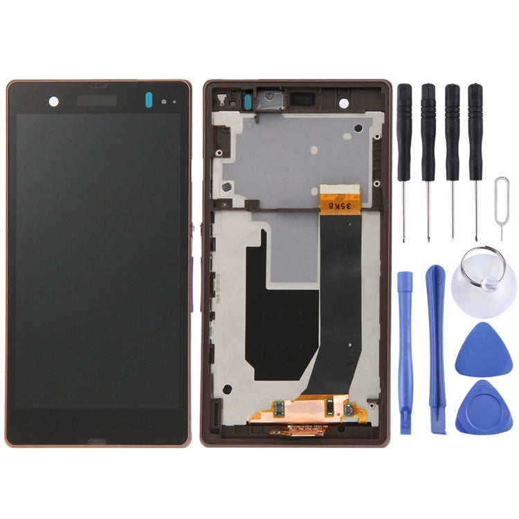 Display LCD + pannello touch con cornice per Sony Xperia Z / L36H / C6603 / C6602, For Xperia Z, Xperia Z / L36h (Purple)