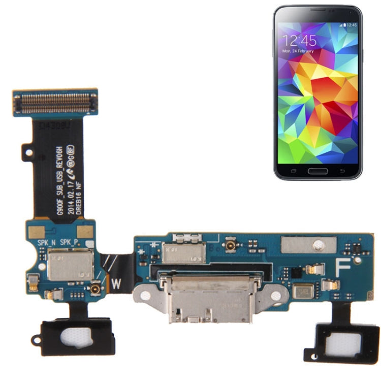 Per Galaxy S5 / G900F / G900M Cavo flessibile con spina posteriore di alta qualità, For Samsung Galaxy S5 / G900m