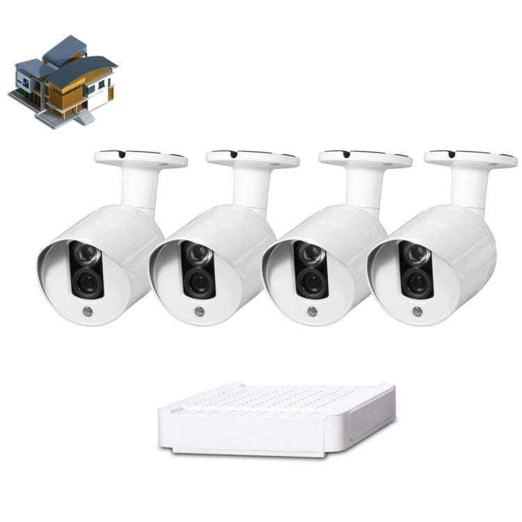 Kit NVR telecamera IP N4B3-Mini/L 4 canali 720P P2P ONVIF 1.0 Mega Pixel, supporto visione notturna/rilevamento movimento, distanza IR: 20 m, N4B3-Mini/L