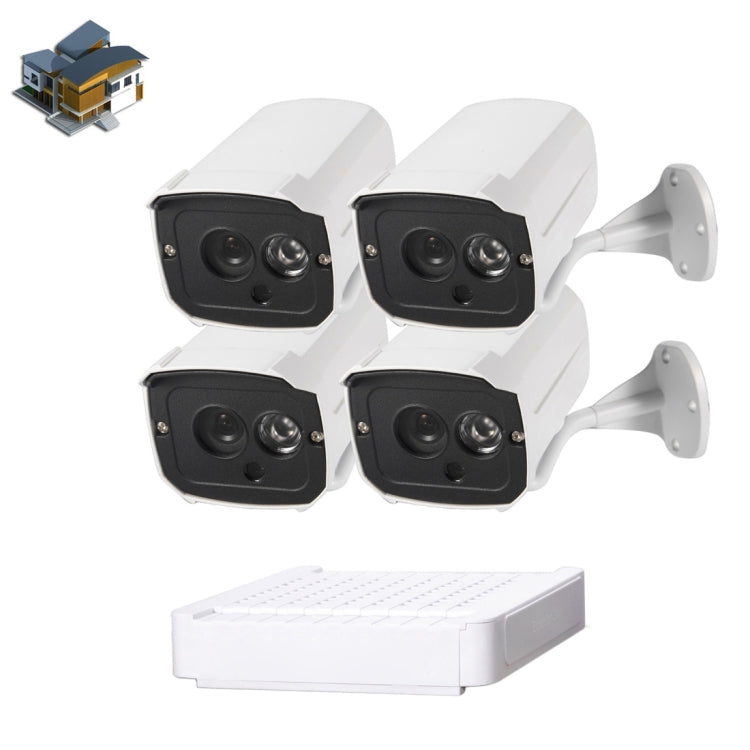 N4B7-Mini/L Kit NVR telecamera IP 4 canali 720P 1.0 Mega Pixel, supporto visione notturna/rilevamento movimento, distanza IR: 20 m, N4B7-Mini/L