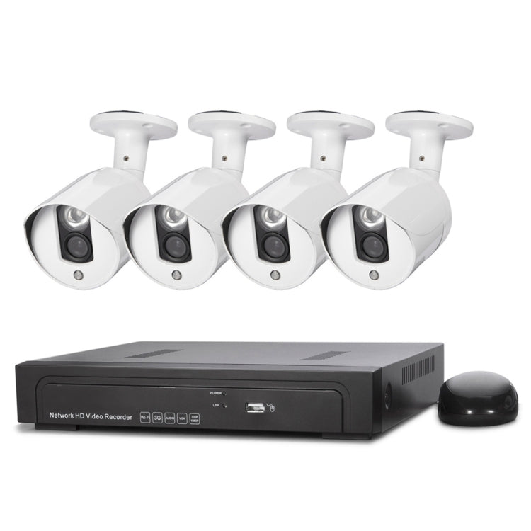 Kit NVR telecamera IP N4B3Poe 4 canali 720P P2P ONVIF 1.0 Mega Pixel, supporto visione notturna/rilevamento movimento, distanza IR: 20 m, N4B3Poe/Kit