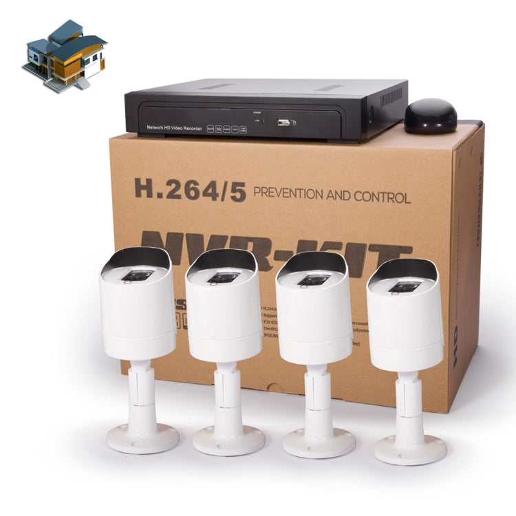Kit NVR 4 canali 720P con telecamere IP 1MP e visione notturna
