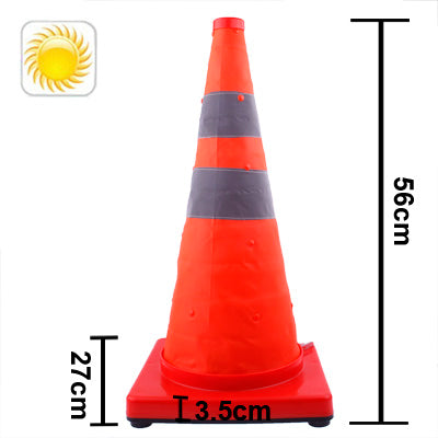 Coni stradali di avviso di sicurezza stradale per ascensore solare a 3 LED, altezza: 56 cm, Height: 56cm