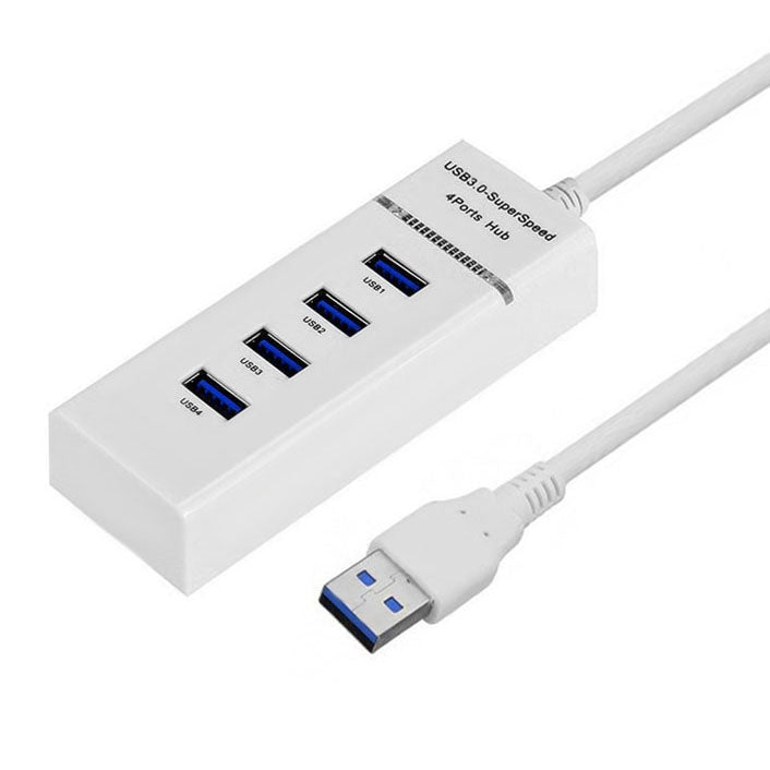 Splitter hub USB 3.0 a 4 porte con LED, super velocità 5 Gbps, BYL-P104, USB 3.0 (White), USB 3.0 (Black)