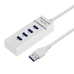 Splitter hub USB 3.0 a 4 porte con LED, super velocità 5 Gbps, BYL-P104, USB 3.0 (White), USB 3.0 (Black)