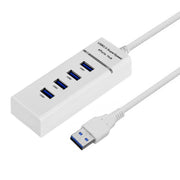 Splitter hub USB 3.0 a 4 porte con LED, super velocità 5 Gbps, BYL-P104, USB 3.0 (White), USB 3.0 (Black)