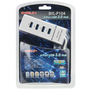 Splitter hub USB 3.0 a 4 porte con LED, super velocità 5 Gbps, BYL-P104, USB 3.0 (White), USB 3.0 (Black)