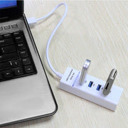 Splitter hub USB 3.0 a 4 porte con LED, super velocità 5 Gbps, BYL-P104, USB 3.0 (White), USB 3.0 (Black)